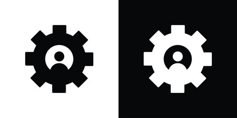 CRM icon collection. Black and white filled vector illustration.