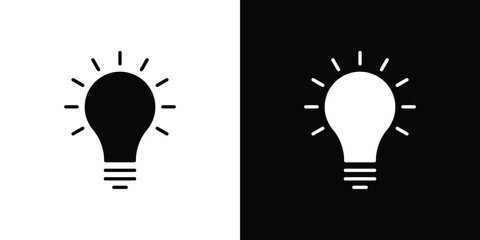 Bulb icon collection. Black and white filled vector illustration.