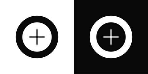 Add icon collection. Black and white filled vector illustration.