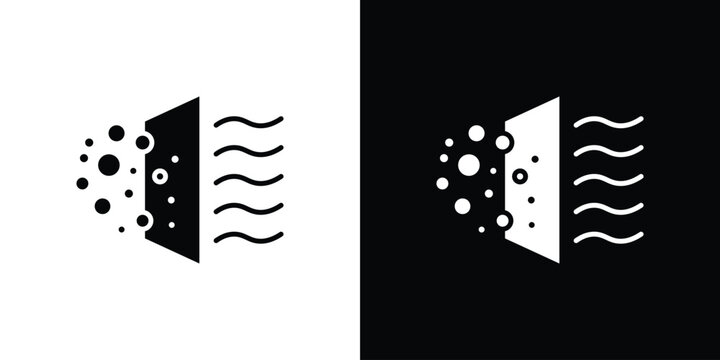 Air purification icon collection. Black and white filled vector illustration.