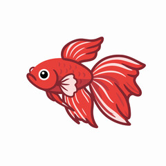 Cartoon goldfish swimming in bright red color with a playful design  