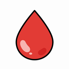 Red droplet illustration with glossy appearance on white background  