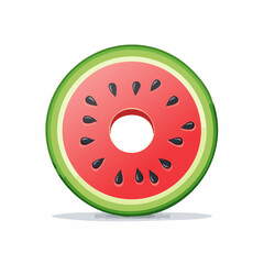 Fototapeta premium Donut Watermelon Slice Refreshing Summer Treat, Healthy Fruit Snack