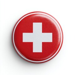 Obraz premium Red button with white cross (2)