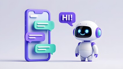 Chatbot AI Artificial Intelligence technology virtual conversation assistant support mobile smart phone online application chatting with customer service automatic answering. 3d rendering.
