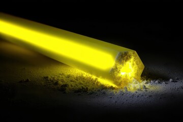 Glowing Yellow Pencil in the Dark
