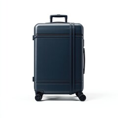 Navy blue hard-shell suitcase with wheels
