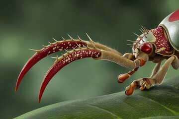 Intricate Detail of a Beetle on a Leaf