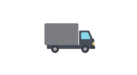 Fototapeta premium Isolated Gray Delivery Truck Icon on White Background, Transportation Concept
