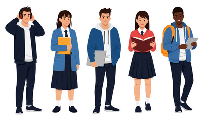 Obraz premium Multiracial Group of High School Students in Uniform