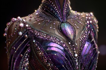 Stunning Purple Beaded Embroidered Dress