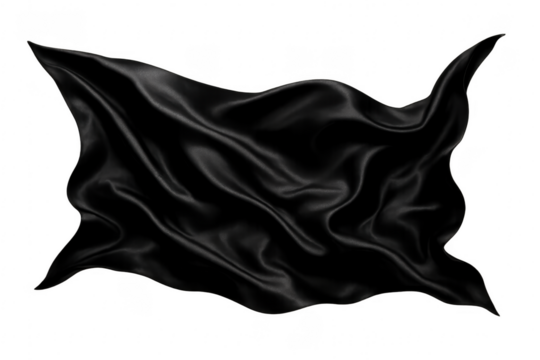 Black silk fabric flowing and waving with transparent background - Powered by Adobe