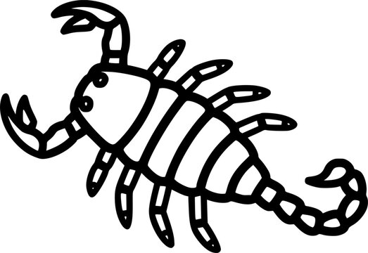 Eurypterid fossil sea scorpion outline vector
