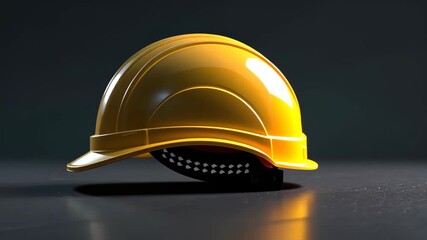 Construction helmet in shadow: A radiant yellow hard hat, symbolizing safety and diligence, casts a subtle shadow against a muted background. This image speaks to the core of construction, labor.