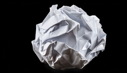 Obraz premium png crumpled white paper ball isolated on black background