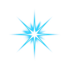 Blue eight-point light burst with transparent background