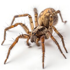 Tarantula Spider Macro Side View &ndash; Isolated on White Background with Hairy Detail