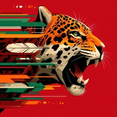 Jaguar portrait with dynamic design elements