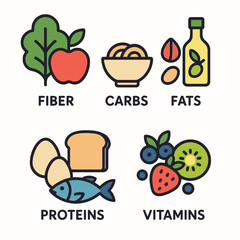 Essential Food Groups for a Balanced and Healthy Diet Vector Illustration