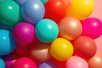 Colorful assortment of glossy balloons in various shapes and sizes creating a festive atmosphere