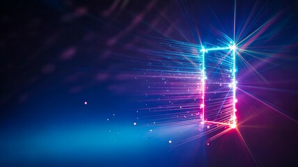 Fototapeta premium Futuristic glowing doorway with colorful light particles