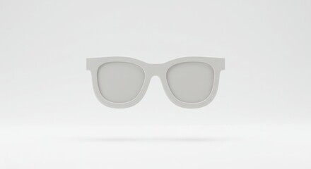 Minimalist White Sunglasses: Floating Eyewear on Seamless Background, Studio Shot