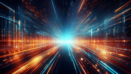 Obraz premium conceptual visualization of rapid digital data transfer