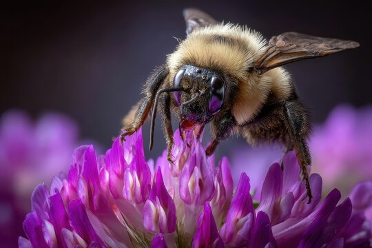 Bumblebee on a Purple Flower: A Close-Up Nature Shot