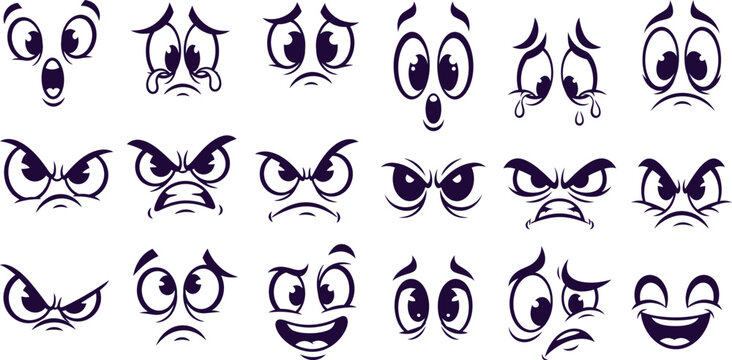 Cartoon facial expression set for animation or emotions design projects and presentations