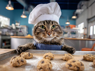 Chef cat baking cookies - cats with jobs
