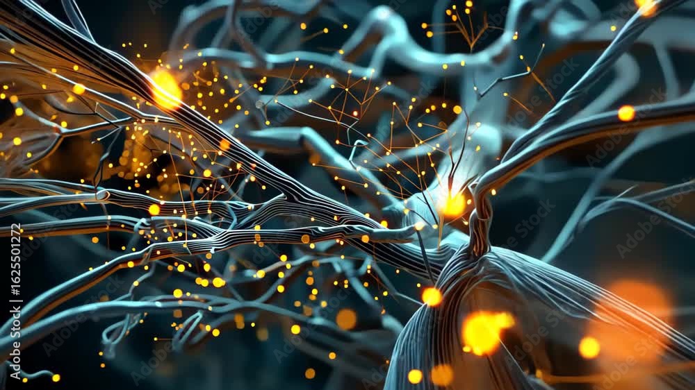 Poster neural network: a detailed, photorealistic visualization of a neural network, showcasing intricate c