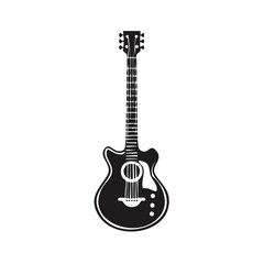 Naklejka premium Elegant Black and White Vector Illustration of Acoustic Guitar for Music Designs