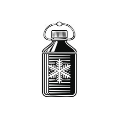 Automotive liquid bottle with snowflake icon for winter antifreeze or coolant
