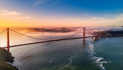 golden gate bridge sunrise san francisco aerial photography coastal landscape scenic view nature s beauty