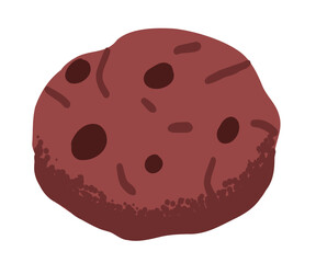 Chocolate cookie dessert in simple flat style. Dark snack with cocoa