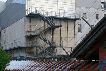 High security facility with triple razor wire fencing