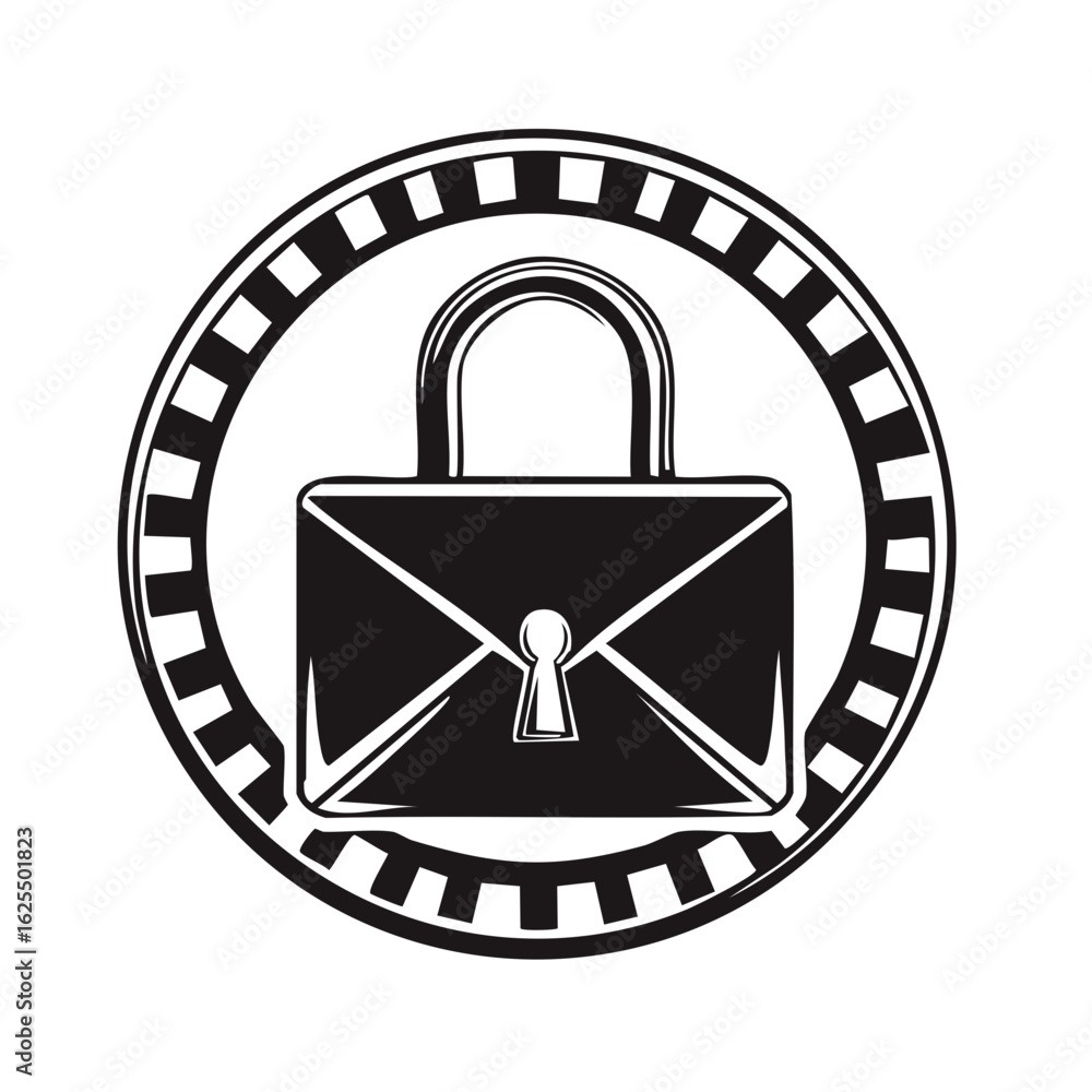 Poster secure envelope lock symbol represents data protection and confidentiality in digital communication