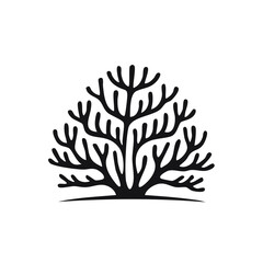 Fototapeta premium Stylized black coral silhouette icon, a graphic symbol of marine life or nature