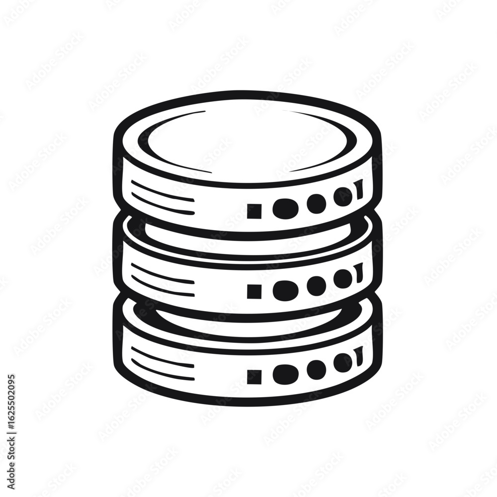 Poster abstract digital data storage server disk stack technology icon illustration