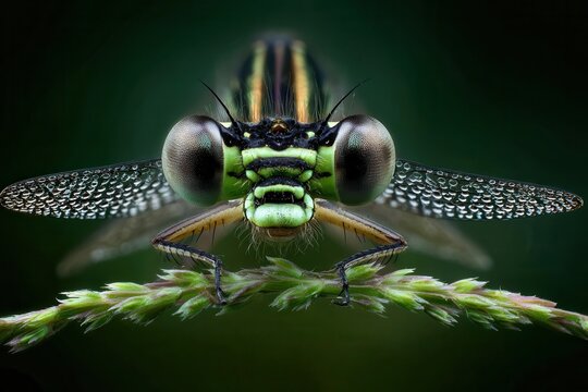Close-up of a Vibrant Dragonfly - Powered by Adobe