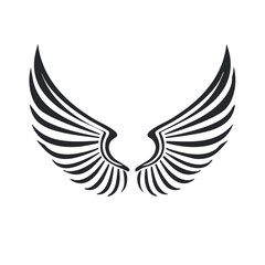Fototapeta premium Stylized Black Angel Wings Emblem Emblem Symbol Graphic Design Element