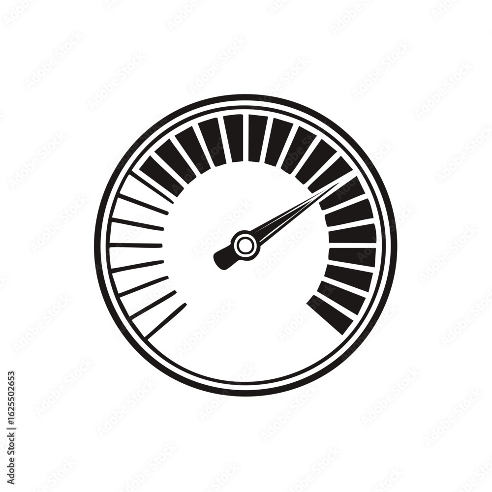 Poster black and white circular performance speed indicator gauge icon