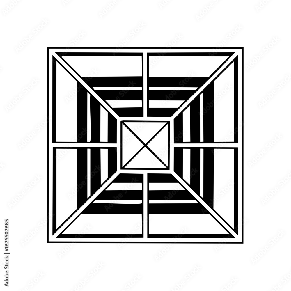 Poster symmetrical black white abstract geometric square pattern decorative element design