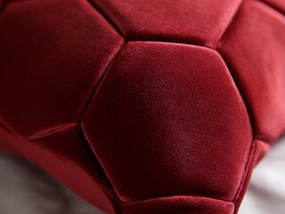 Plush geometric hexagon pillow bold solid color macro shot highlighting seams softness