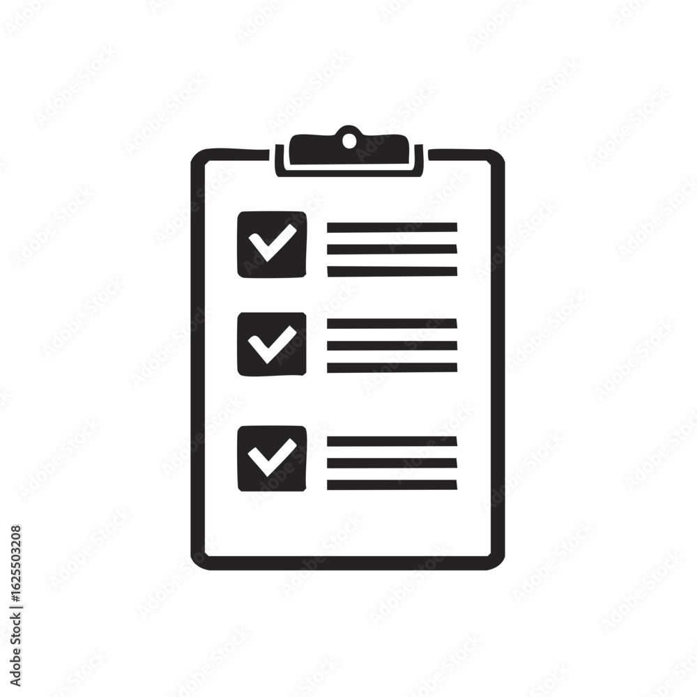 Poster clipboard with checklist complete tasks approved survey document icon vector graphic