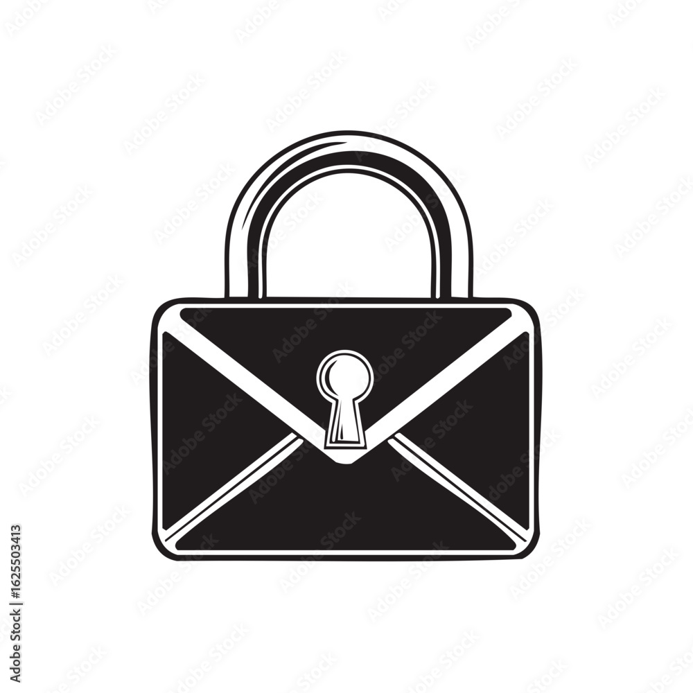 Poster locked envelope icon representing secure communication and data privacy