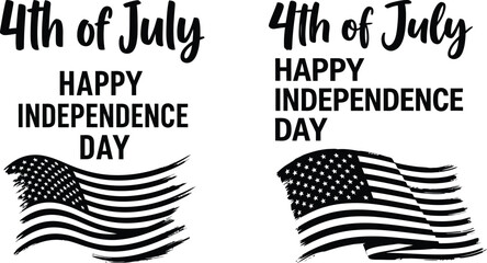 Happy Independence Day text with US flag elements for 4th of July design
