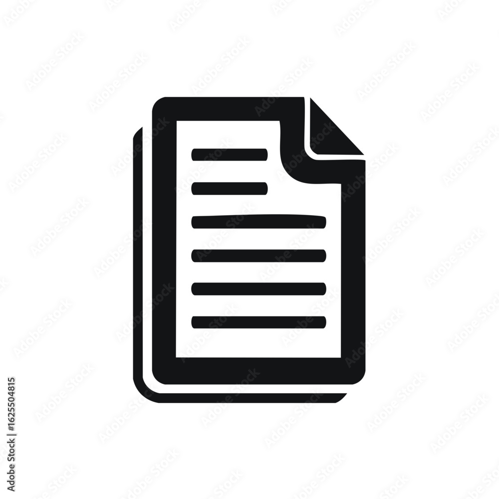 Poster document icon illustration with folded corner paper sheets and horizontal lines