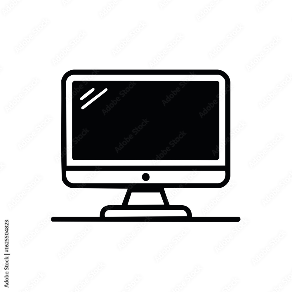 Aufkleber black and white minimal computer monitor screen icon for digital display technology