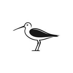 Obraz premium Stylized black and white illustration of a long legged bird with a distinctive long beak standing